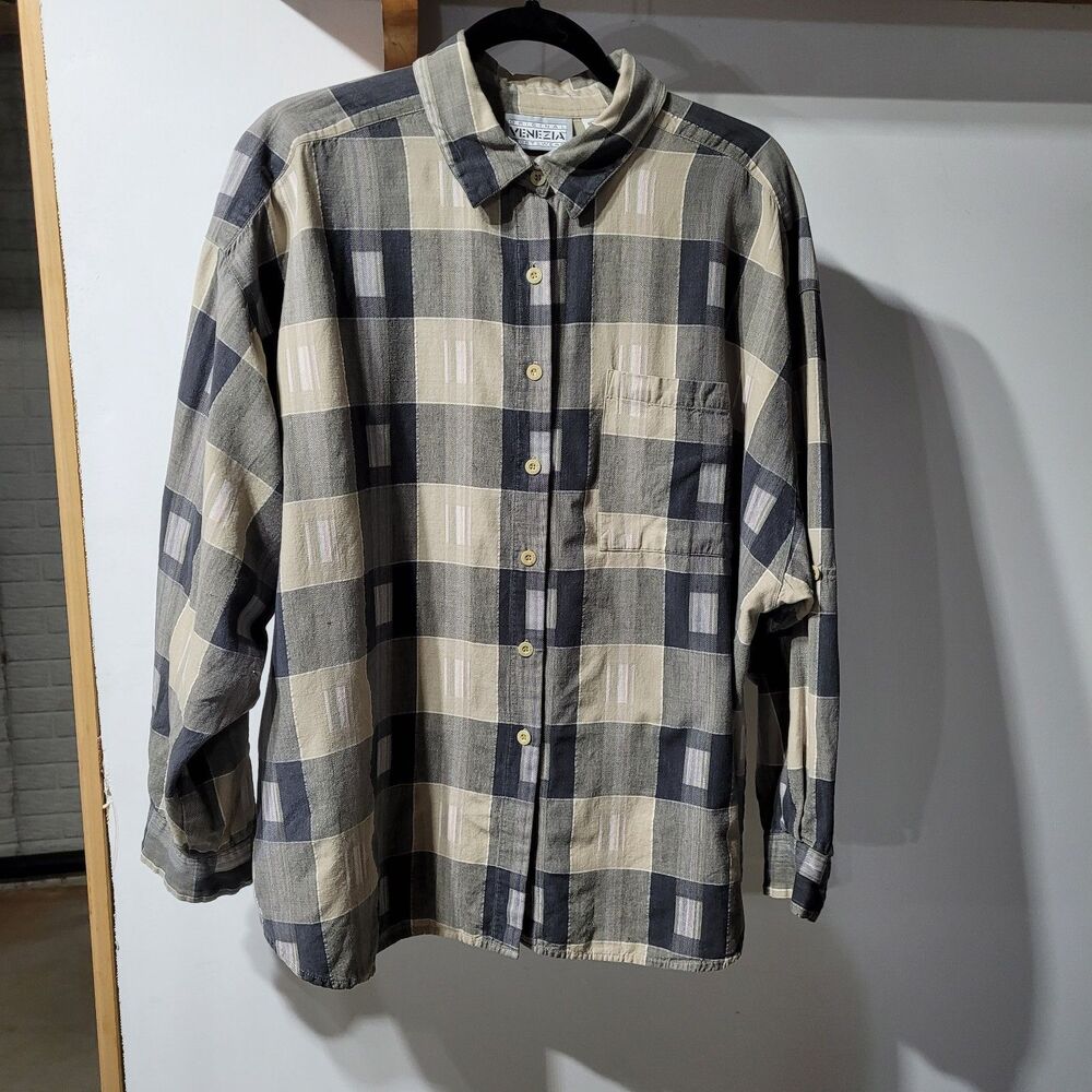 Original Venezia Sportswear Mns 26/28 Plaid Cotton Long Sleeve Shirt